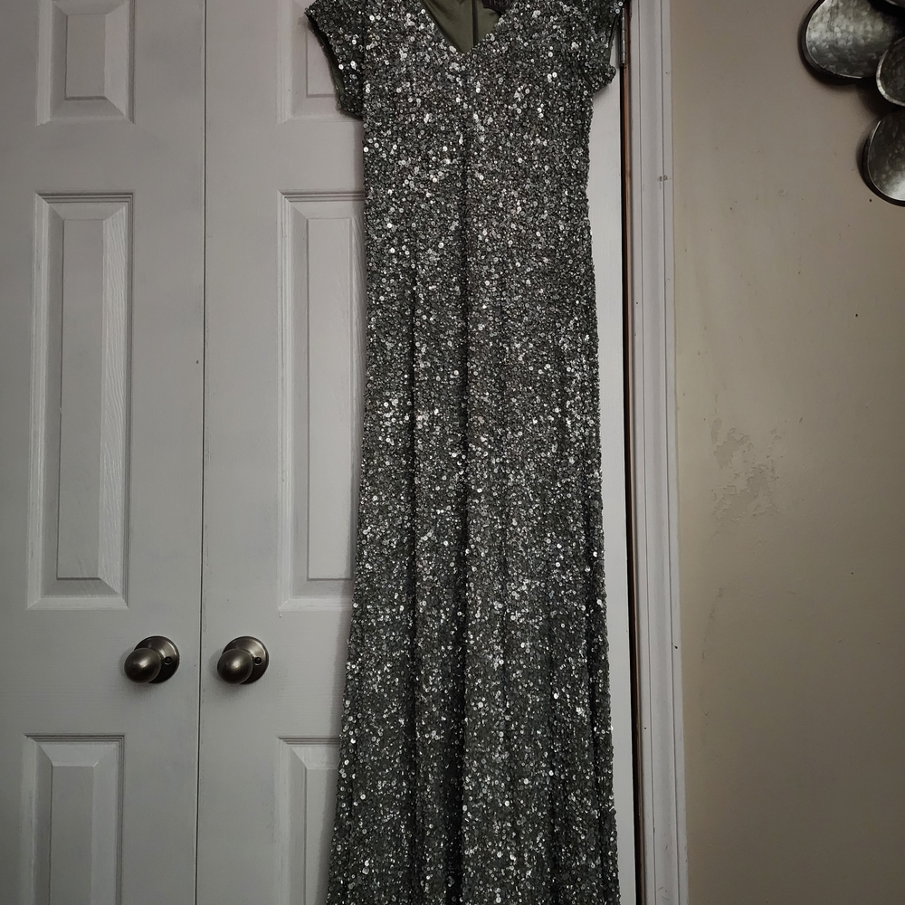 Theia Silver Sequin Dress
